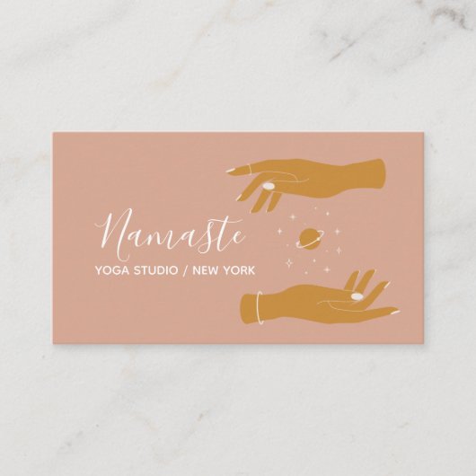 Modern Elegant Celestial Hands Yoga Visitekaartje (Voorkant)