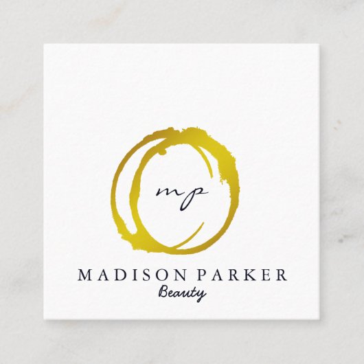 Modern Elegant Champagne Abstracte Beauty Stylist Vierkante Visitekaartje (Voorkant)