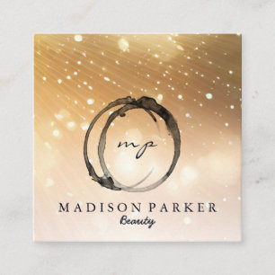 Modern Elegant Champagne Abstracte Beauty Stylist Vierkante Visitekaartje