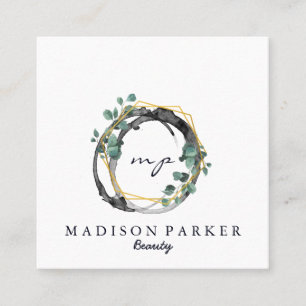 Modern Elegant Champagne Abstracte Beauty Stylist Vierkante Visitekaartje