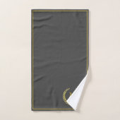 Modern Elegant Charcoal Gold Chic Monogramed Bad Handdoek (Handdoek)