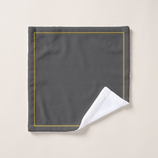 Modern Elegant Charcoal Gold Chic Monogramed Bad Handdoek (Wasdoekje)