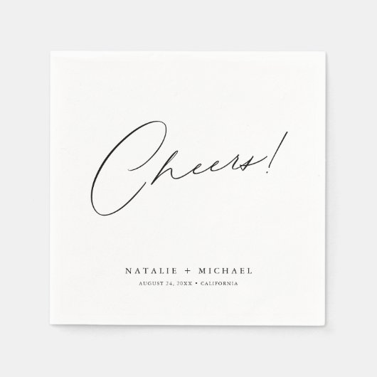 Modern Elegant Cheers Personalized Custom Wedding Servet (Voorkant)