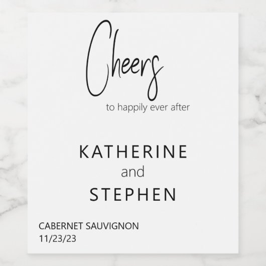 Modern Elegant Cheers Wedding Custom Wijn Etiket (Enkel label)