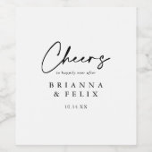 Modern Elegant Cheers Wedding Wine Labels Wijn Etiket (Enkel label)