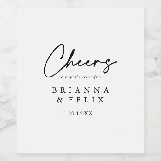 Modern Elegant Cheers Wedding Wine Labels Wijn Etiket (Enkel label)