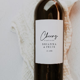 Modern Elegant Cheers Wedding Wine Labels Wijn Etiket