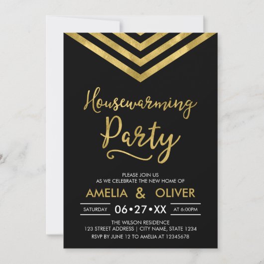Modern Elegant Chevron Housewarming Party Kaart (Voorkant)
