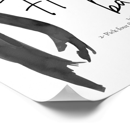 Modern Elegant Chic Black Bow Bloem Bar Teken Poster (Hoek)