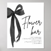 Modern Elegant Chic Black Bow Bloem Bar Teken Poster (Voorkant)