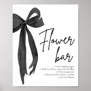 Modern Elegant Chic Black Bow Bloem Bar Teken Poster