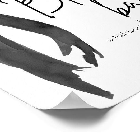 Modern Elegant Chic Black Bow Bloom Bar Sign Poster (Hoek)