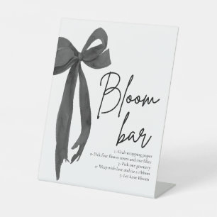 Modern Elegant Chic Black Bow Bloom Bar Sign Reclamebord Met Voetstuk