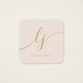 Modern Elegant Chic Blush Goud Cadeaubon Vierkante Visitekaartjes (Voorkant)