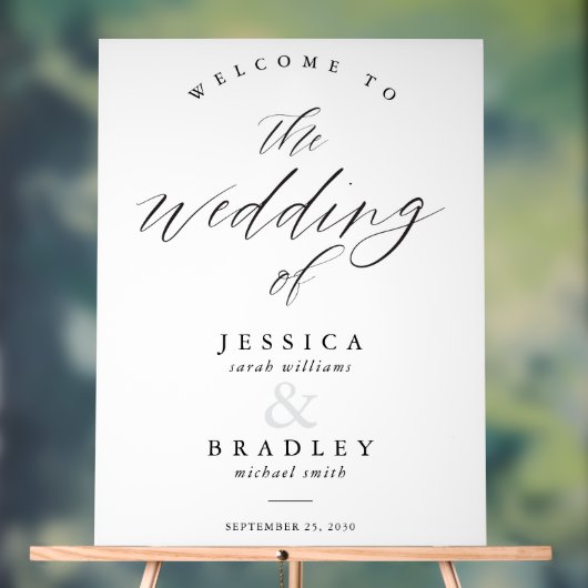 Modern Elegant Chic Calligraphy Weduwen Welkom Acryl Bord (Neutraal)