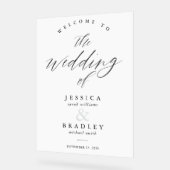 Modern Elegant Chic Calligraphy Weduwen Welkom Acryl Bord (Hoek)