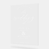 Modern Elegant Chic Calligraphy Weduwen Welkom Acryl Bord (Hoek)