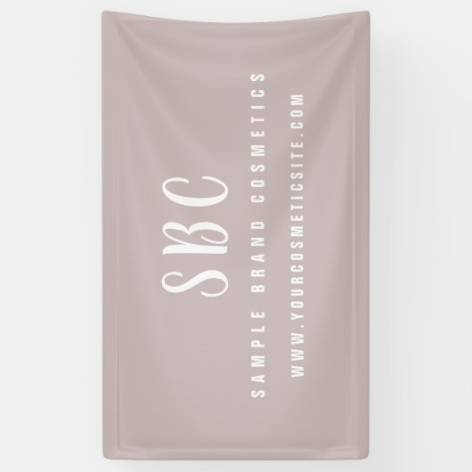 Modern Elegant Chic Cosmetics Business Monogram Spandoek (Verticaal)