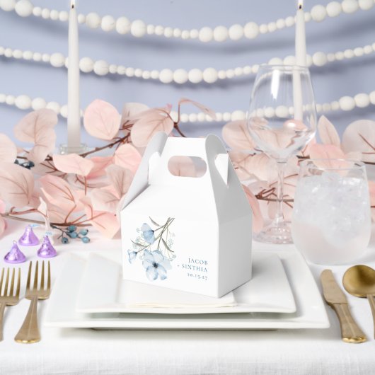 Modern Elegant Chic Dusty Blue Wedding Bedankdoosjes (Huwelijk)