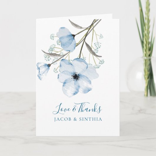 Modern Elegant Chic Dusty Blue Wedding Bedankkaart (Voorkant)