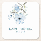 Modern Elegant Chic Dusty Blue Wedding Kartonnen Onderzetters (Voorkant)