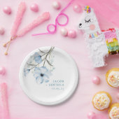 Modern Elegant Chic Dusty Blue Wedding Papieren Bordje (Feest)