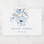 Modern Elegant Chic Dusty Blue Wedding Sparkling Wijnetiket (Enkel label)