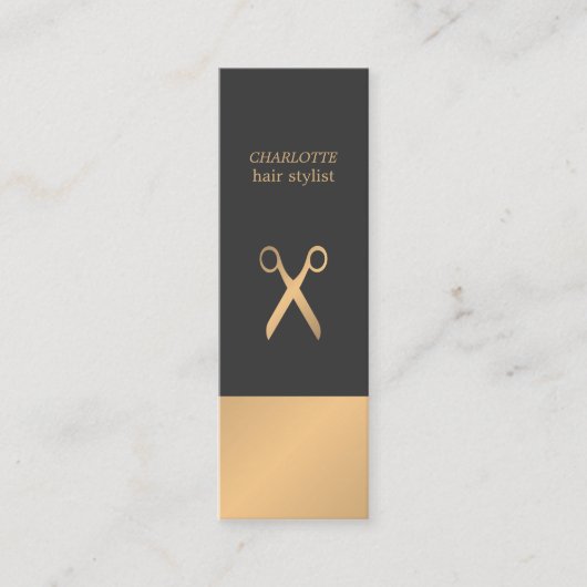 Modern Elegant Chic Faux Copper Gray Hair Stylist Mini Visitekaartje (Voorkant)