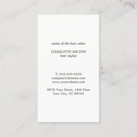 Modern Elegant Chic Faux Copper Gray Hair Stylist Visitekaartje (Achterkant)
