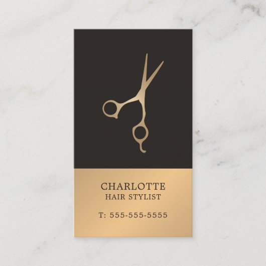 Modern Elegant Chic Faux Copper Gray Hair Stylist Visitekaartje (Voorkant)
