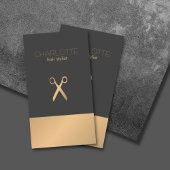 Modern Elegant Chic Faux Copper Gray Hair Stylist Visitekaartje
