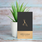 Modern Elegant Chic Faux Copper Gray Hair Stylist Visitekaartje