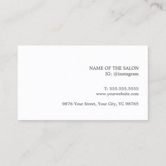 Modern Elegant Chic Faux Copper Gray Hair Stylist Visitekaartje (Achterkant)