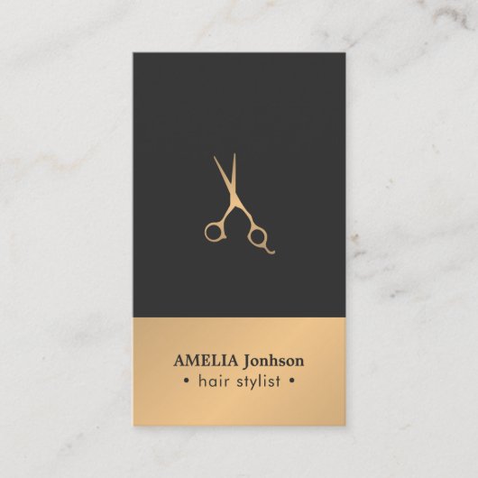 Modern Elegant Chic Faux Copper Gray Hair Stylist Visitekaartje (Voorkant)