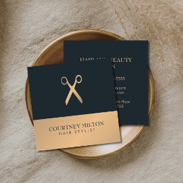 Modern Elegant Chic Faux Gold Grey Hair Stylist Vierkante Visitekaartje