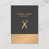 Modern Elegant Chic Faux Gold Grey Hair Stylist Visitekaartje (Voorkant)