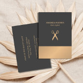 Modern Elegant Chic Faux Gold Grey Hair Stylist Visitekaartje