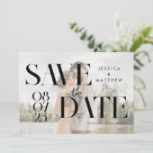 Modern Elegant Chic Faux Vellum Photo Wedding Save The Date (Staand voorkant)