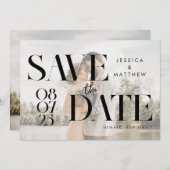 Modern Elegant Chic Faux Vellum Photo Wedding Save The Date (Voorkant / Achterkant)