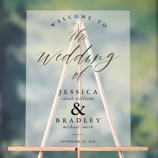 Modern Elegant Chic Frosted Wedding Welkom Acryl Bord (Neutraal)