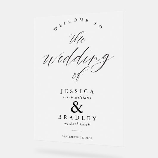 Modern Elegant Chic Frosted Wedding Welkom Acryl Bord (Hoek)