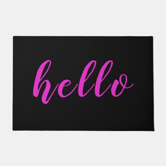 Modern Elegant Chic Fun roze hallo zwart Deurmat (Voorkant)