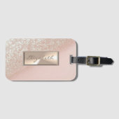 Modern Elegant Chic Girly Glittery Bokeh Ombre Bagagelabel (Voorkant (horizontaal))