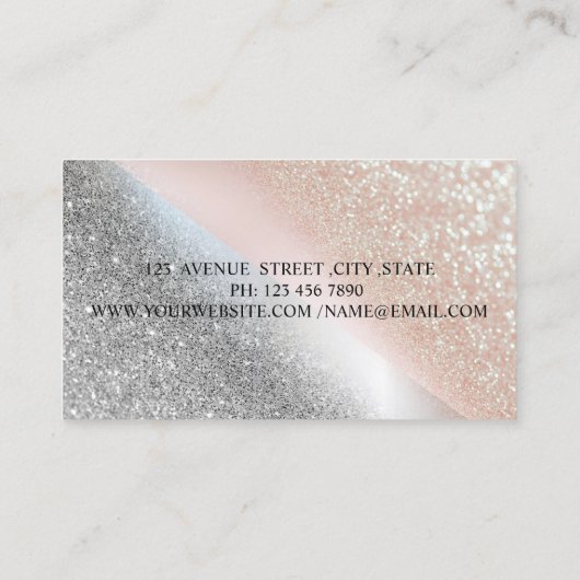 Modern Elegant Chic Glitter Ombre, Makeup Artist Visitekaartje (Achterkant)