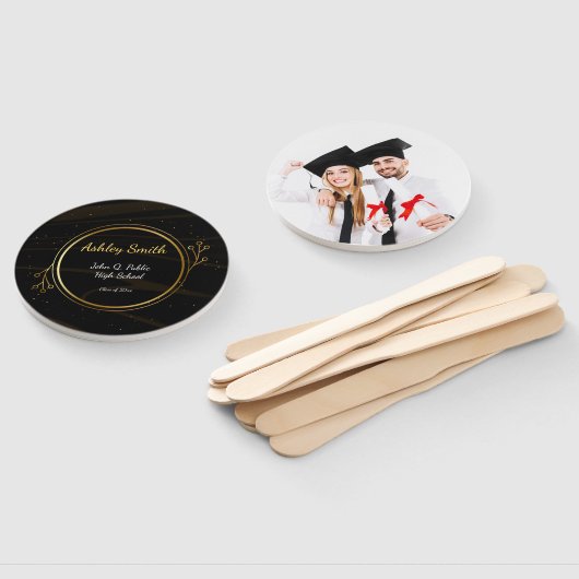 Modern Elegant Chic goud Licht Afstuderen Handwaaier (Niet-gemonteerd)