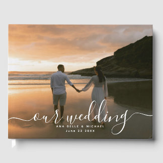 Modern Elegant Chic Handwritten Photo Wedding Gastenboek