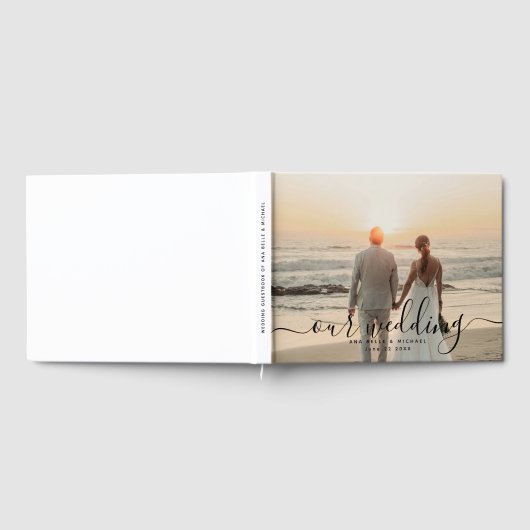Modern Elegant Chic Handwritten Photo Wedding Gastenboek (Volledig)