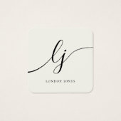 Modern elegant Chic Ivoor Wit Cadeaubon Vierkante Visitekaartjes (Voorkant)