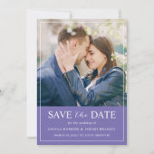 Modern Elegant Chic Lavender Blue Photo Wedding Save The Date (Voorkant)