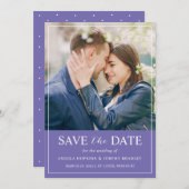 Modern Elegant Chic Lavender Blue Photo Wedding Save The Date (Voorkant / Achterkant)
